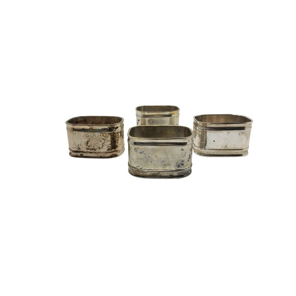 Set Of 4 Vintage Silver Plated Napkin Rings With Patina - Picture 1 of 4
